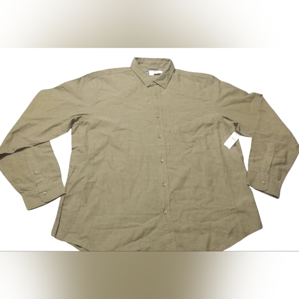 Men's Tan Long Sleeve Button Up Shirt